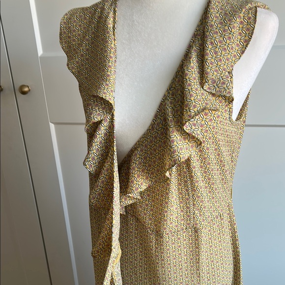 Max Studio Yellow Heart Ruffle Midi Wrap Sleeveless Dress | Medium - Picture 5 of 8